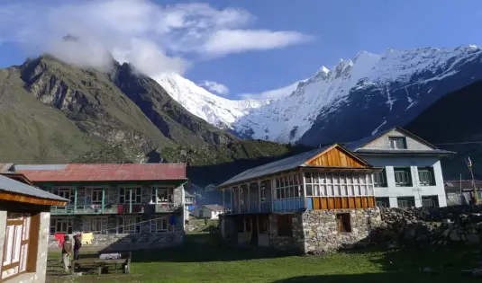 view of the mountains from Kyanjing Gompa